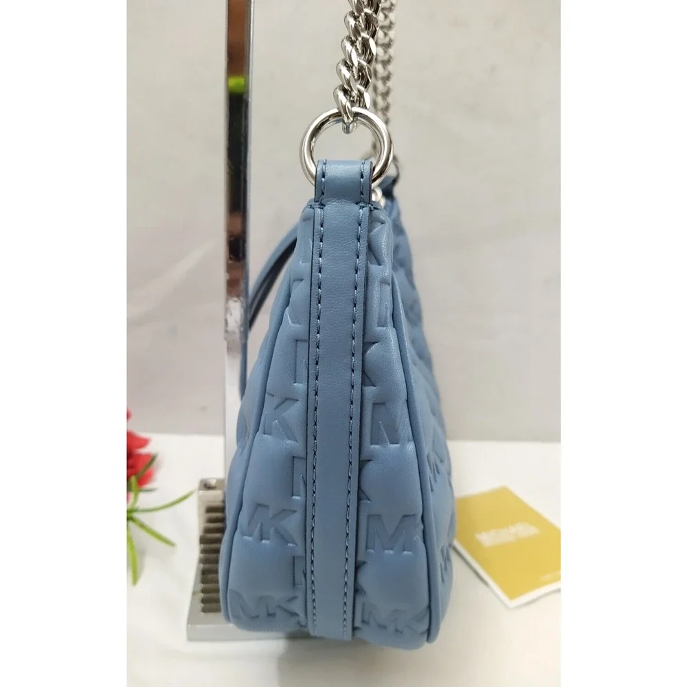 Michael Kors Jet Set Charm Blue Leather Zipper Closure Hobo Shoulder Bag - NWT